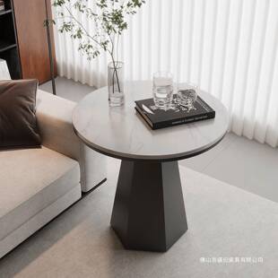 岩板茶几小户型酒店沙发边几角几民宿宾馆阳台茶几商用洽谈小圆桌