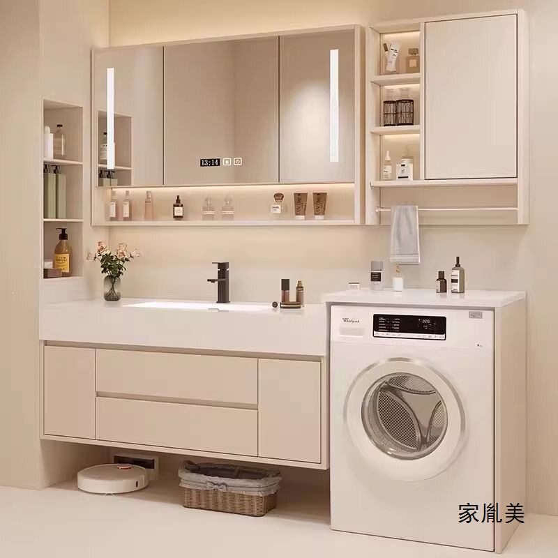 浴室柜组合洗手洗脸盆洗衣机一体岩板无缝陶瓷盆卫生间洗漱台