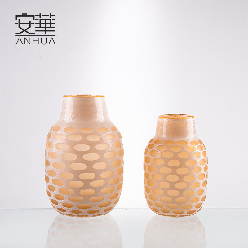 安华现代简约玻璃花瓶插花干花花器装饰品创意摆件工艺品批发