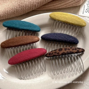 【下单立减50】韩国复古毛呢倒插梳发夹女2025新款高端气质WZ