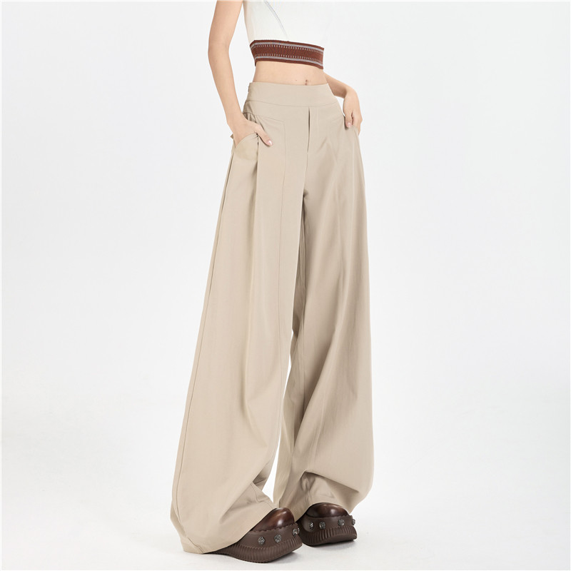 实拍韩式阔腿裤子女夏季新款宽松垂坠感bf慵懒辣妹冰丝运动休闲裤