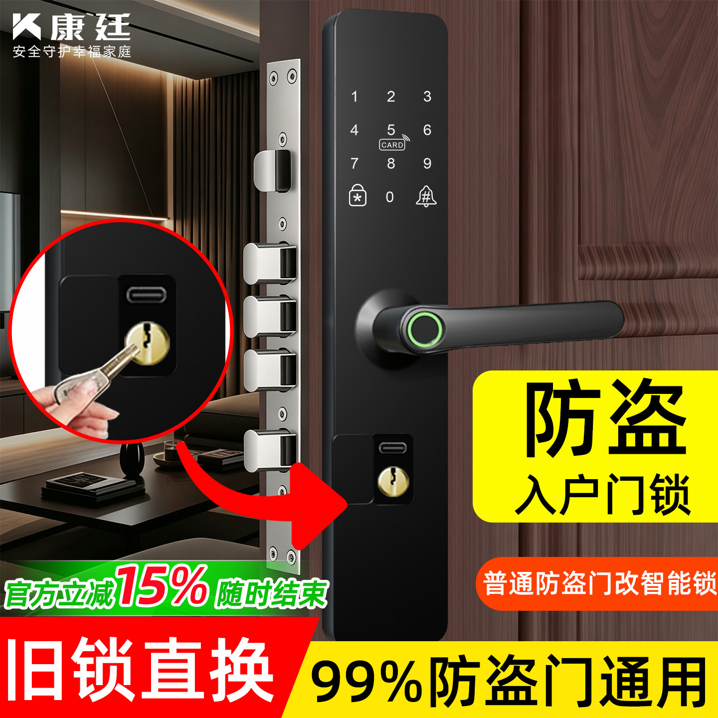 全套防盗入户门-半自动智能锁
