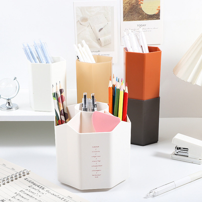 360度旋转笔筒收纳盒学生桌面多功能笔架儿童男孩笔桶办公室书桌ins风时尚简约创意摆件大容量女孩可爱装笔盒