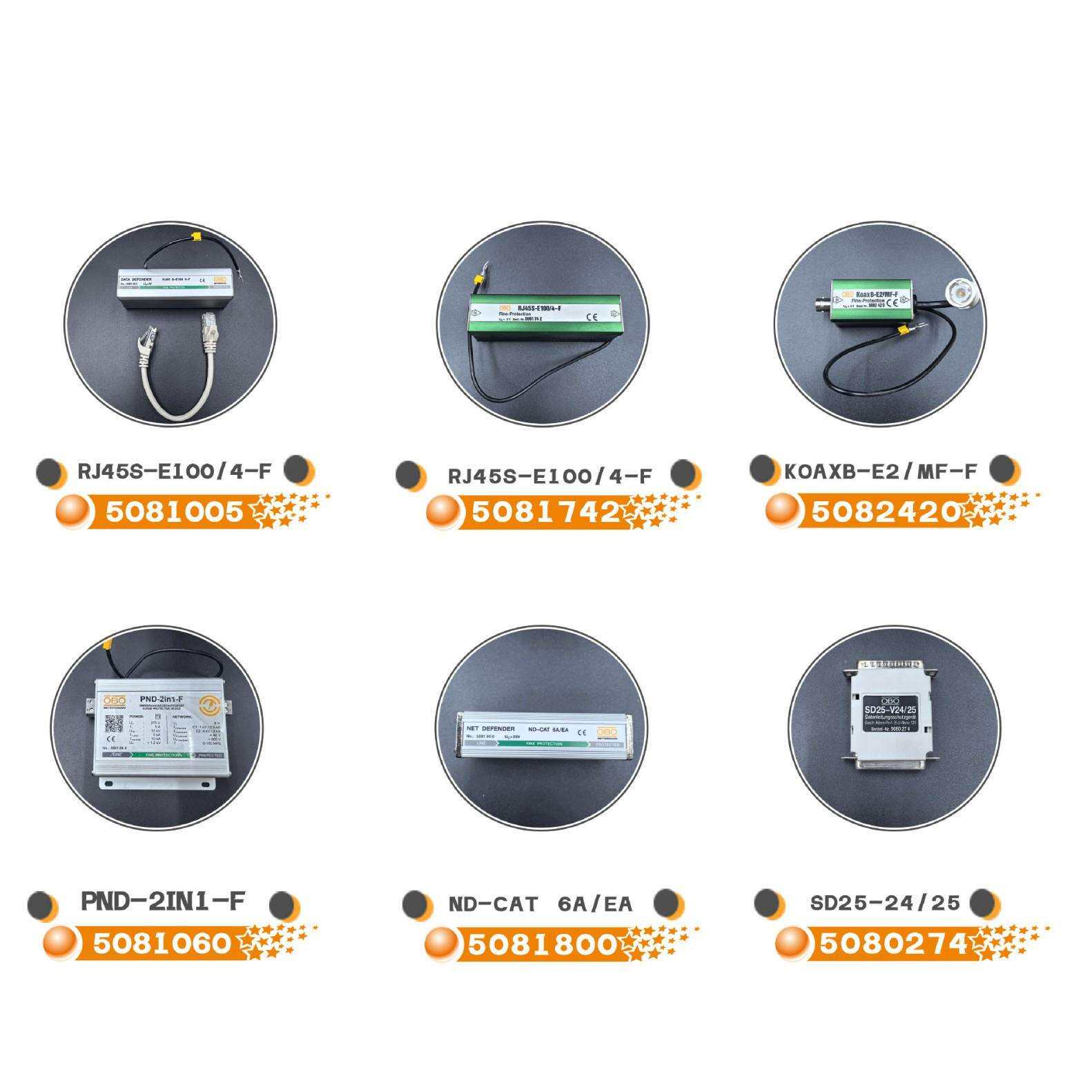 OBO网络浪涌保护器5081005 RJ45S-E100/4-F避雷器POE电源防雷器