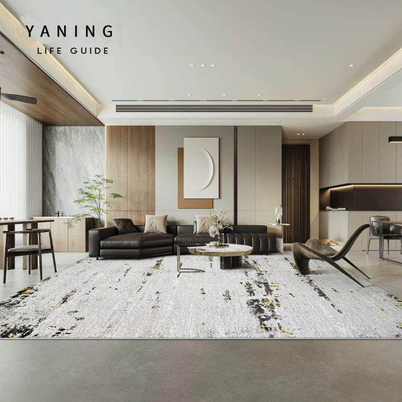 雅宁土耳其进口地毯客厅意式轻奢高级灰金色现代简约沙发茶几毯