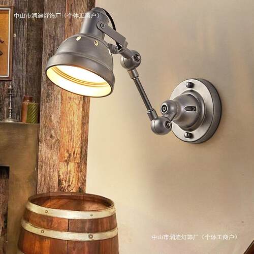 墙灯设计感工业风壁灯LOFT床头咖啡馆美式创意中古卧室复古镜前灯