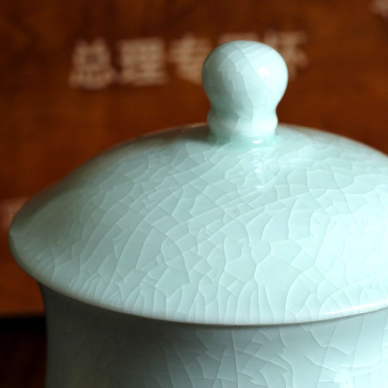龙头杯中式办公杯宫廷风大容量水杯陶瓷茶具带盖茶杯杯子可养开片