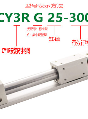 移印机无杆气缸 CY3R10 -200 15-100CY3R20-300CY1R25-500CY3RG32
