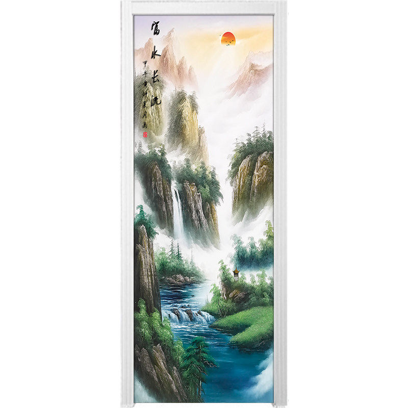 风景门贴画整张自粘装饰卧室木门全包衣柜厕所玻璃移门防水贴纸