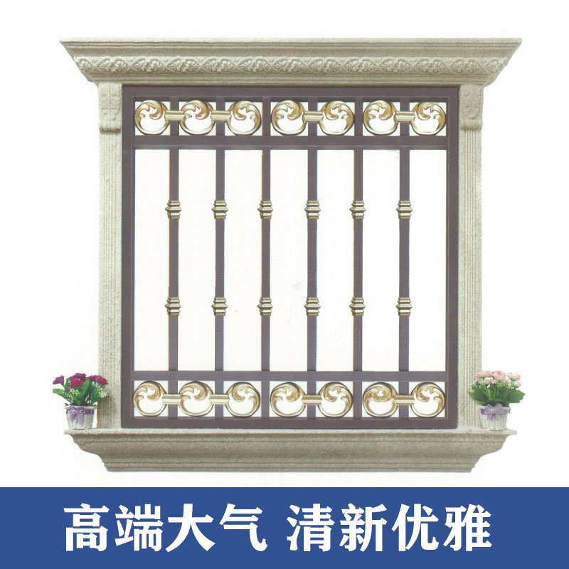 泉州防盗窗农村铝合金焊接式防盗网欧式铝艺防护栏杆