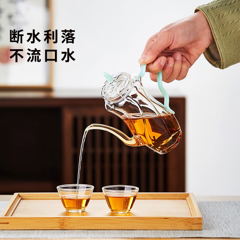 仿宋手执玻璃茶壶耐高温加厚家用小酒壶贵妃绿茶功夫泡茶壶红茶具