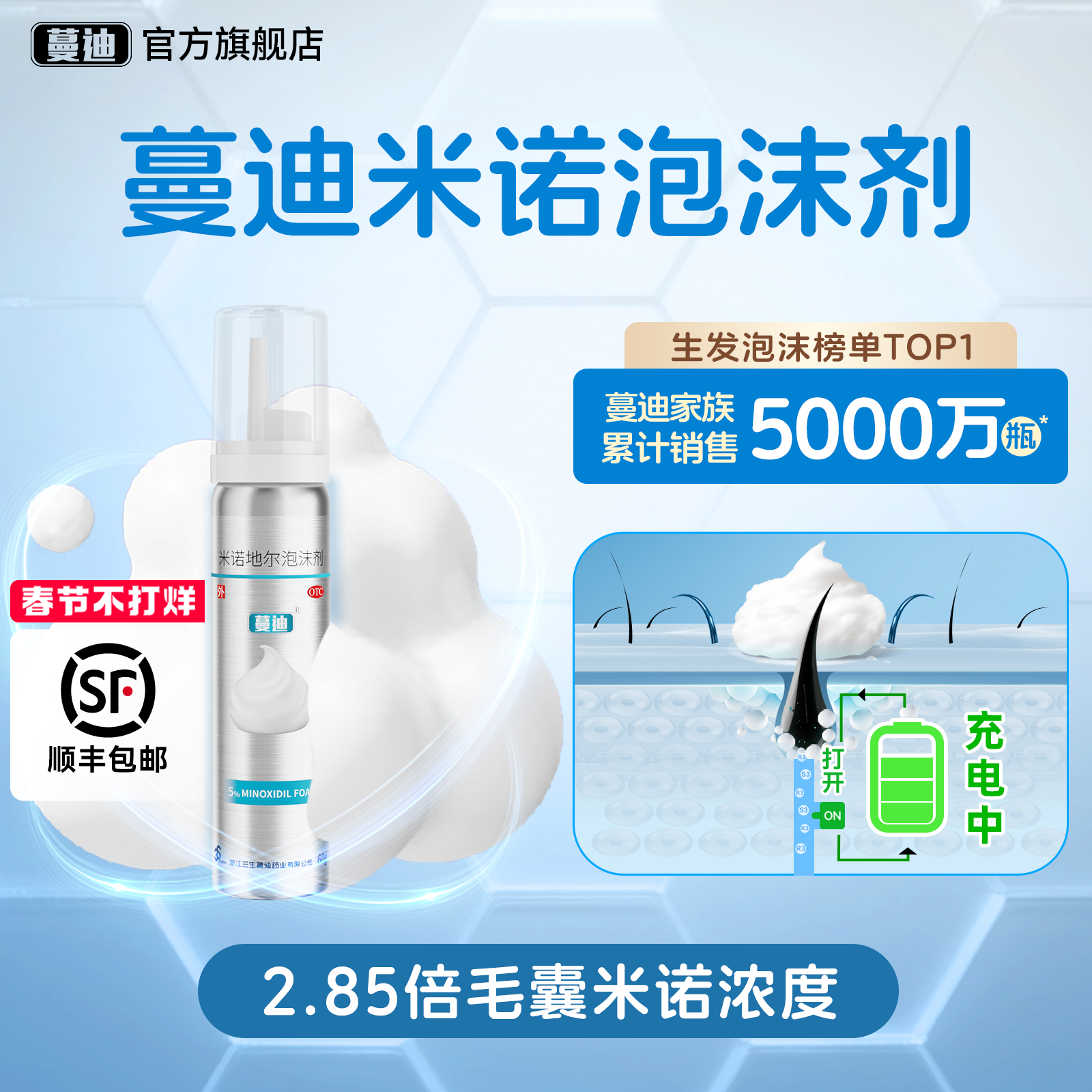 蔓迪第二代米诺地尔男女生发泡沫剂快速防脱官方旗舰店220元