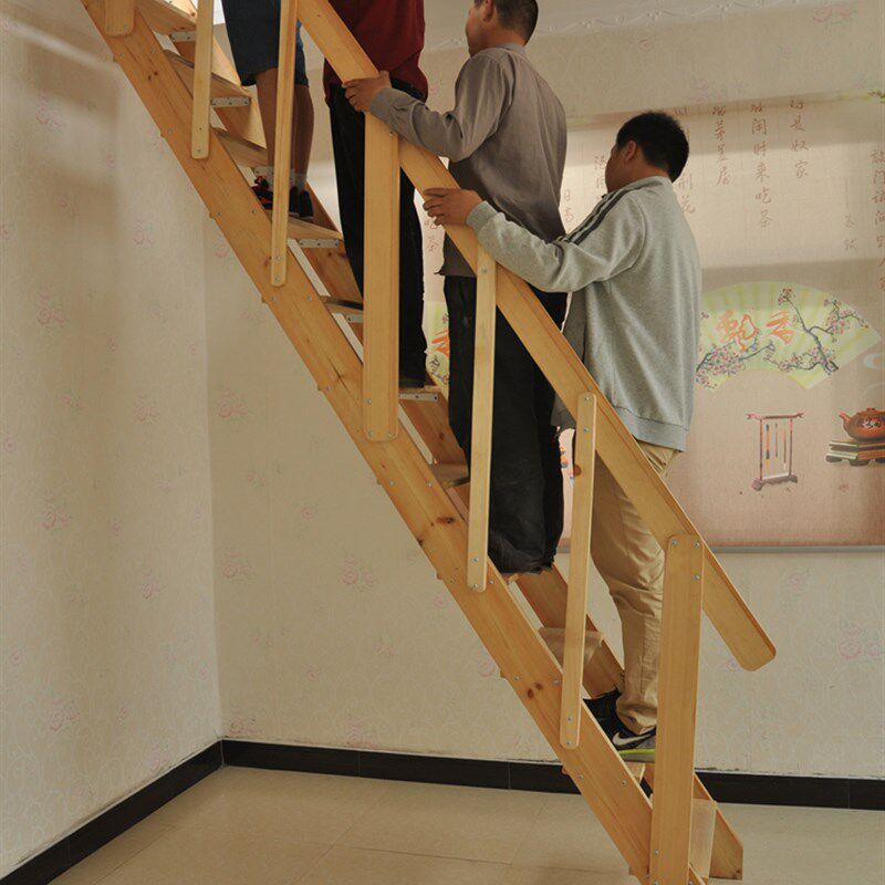 实木墅子阁楼楼梯纯松木直梯家用登高木制质梯别梯复梯旋转楼式子