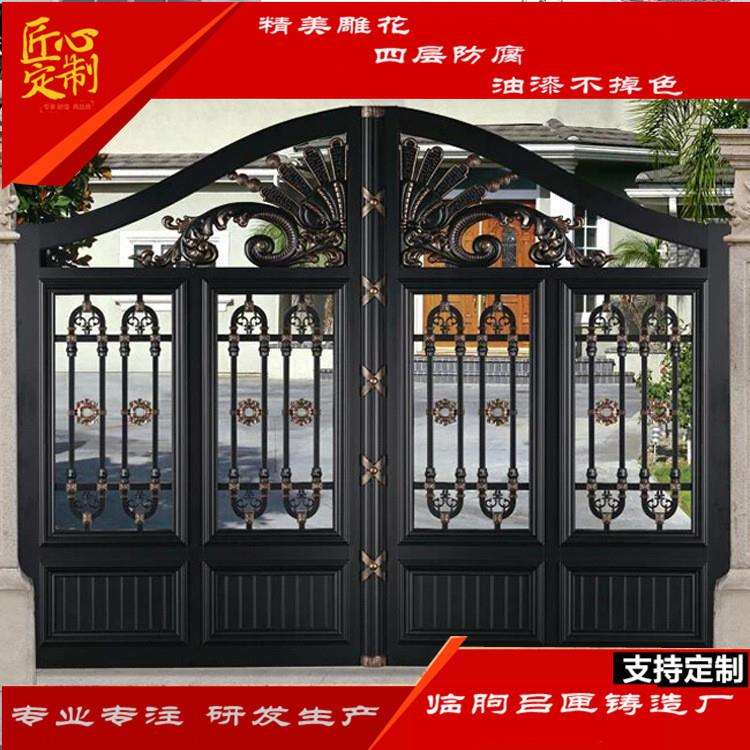 厂区手动平开防盗铝艺大门 欧式风格铝合金大门 别墅铝艺大门