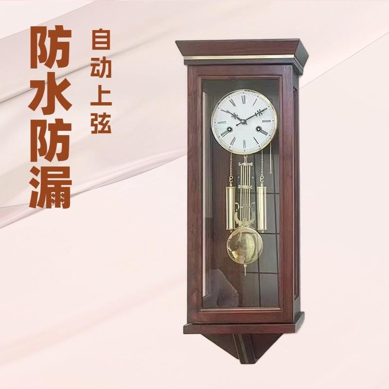 欧式机械挂钟实木复古德国赫姆勒五音整点钟表老式客厅报时中式