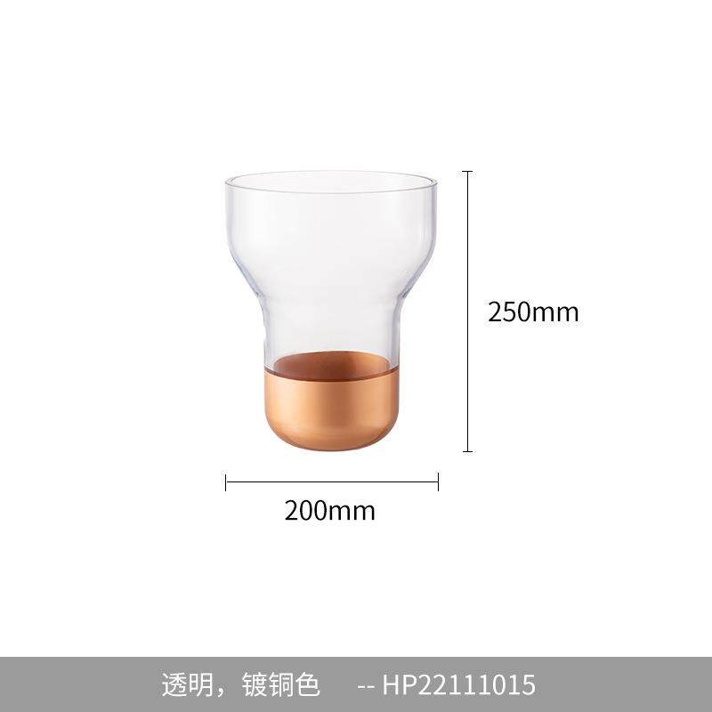 晶淳 玫瑰金轻者透明餐桌玻璃大花瓶插花装饰高颜值 大气果盘套装