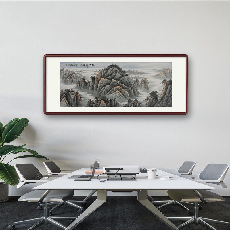 国画手绘真迹有山无水靠山图山水画客厅挂画泰山中式办公室装饰画