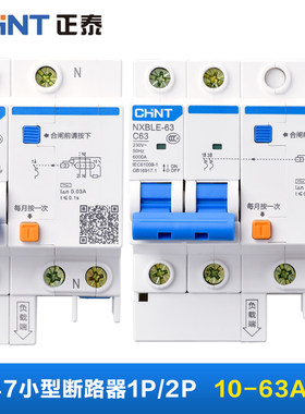 家用断路器1P2P63A 35A 40A20A16A 带漏电保护器空气开关漏保