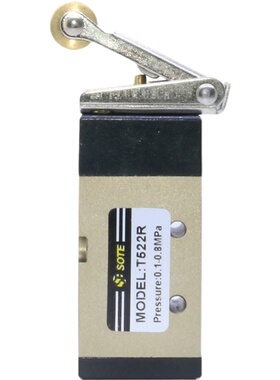 宁波索特S轮TE气动滚O机械阀按钮开RMODEL:T522关二位五通气动阀