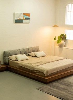 南舍家居北欧榻榻米全实木床日式地台床北欧简约卧室双人落地矮床