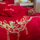 喜庆结婚四件套床品套件新婚全棉刺绣龙凤被套中式 传统婚庆多件套