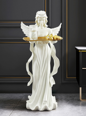 欧式客厅落地摆件电视柜旁天使托盘收纳创意乔迁新居礼品软装饰品