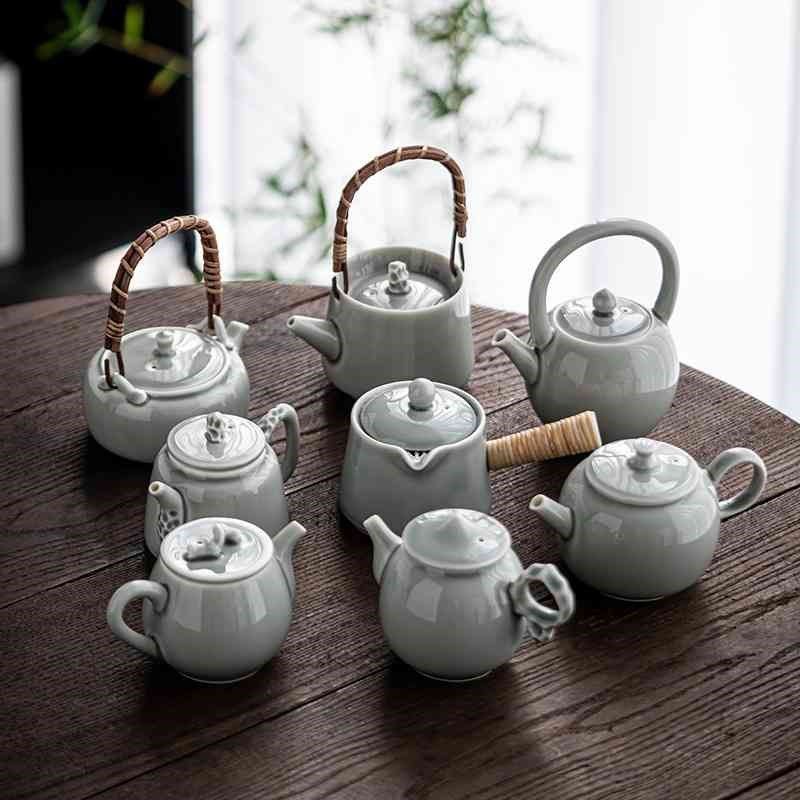 冰灰釉提梁壶热销家用功夫茶具茶壶单壶泡茶壶陶瓷侧把小茶壶