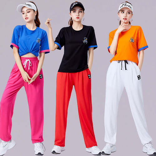 时尚曳步舞蹈服装2022夏季广场舞服装女杨丽萍跳舞宽松套装演出服