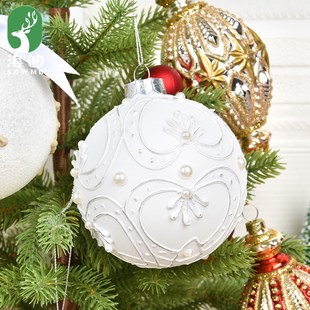 圣诞装 12CM玻璃彩绘创意吊球圣诞树场景布置玻精美璃球挂件 饰品8
