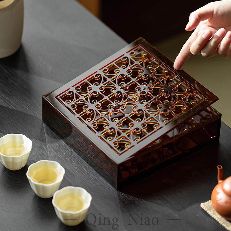 亚克力壶承简约方形茶具茶杯收纳架百搭磨砂小茶盘干泡台茶承托盘