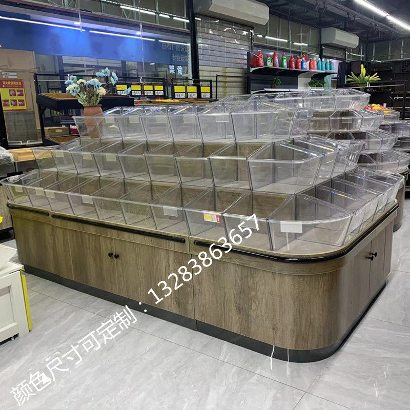 超市散称零食柜膨化食品展示柜特产中岛柜双面四层货架圆形中岛柜