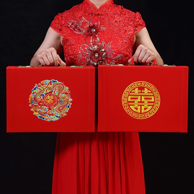 结婚礼金盒提亲聘礼箱彩礼钱盒子装万元红包订婚用品大全10万箱子