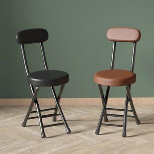 折叠椅子凳子家用椅餐桌凳高凳小圆凳马扎带靠背板凳简易简约龙全