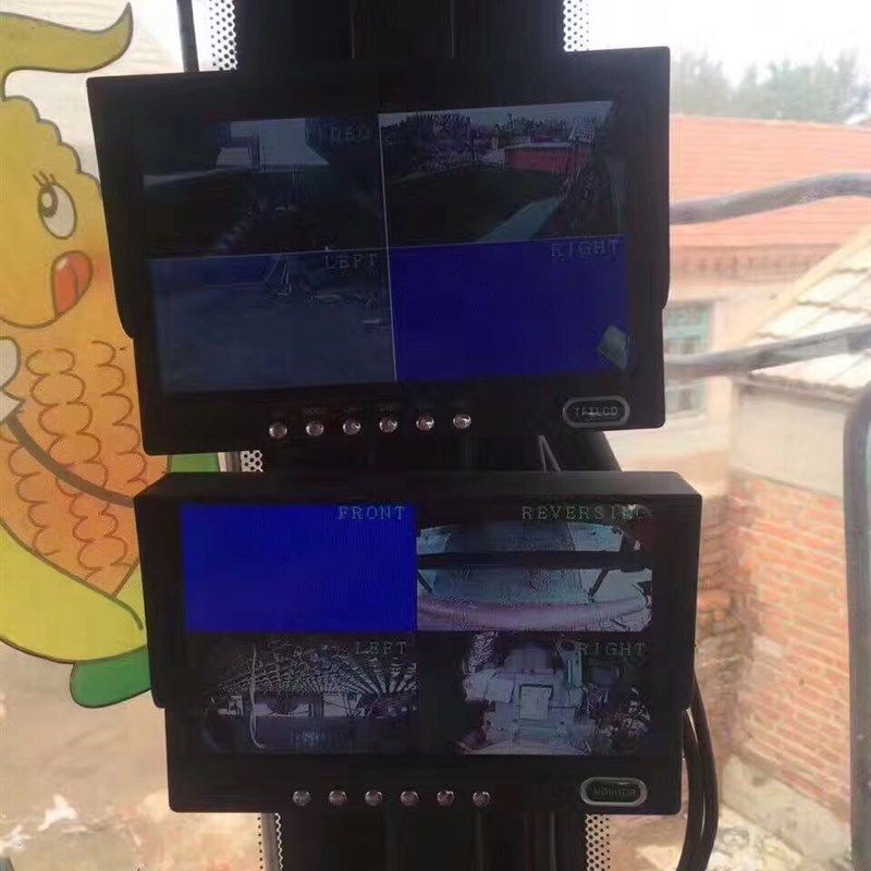 12V24V收割机货车9寸遮阳四分割高清显示器夜视双摄像头倒车影像