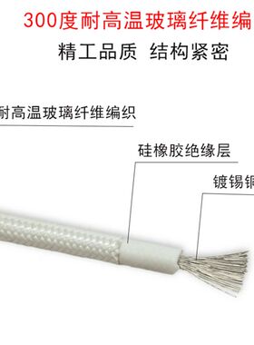 2.5平方高温线 高温导线  白色硅胶编织线 AGRP