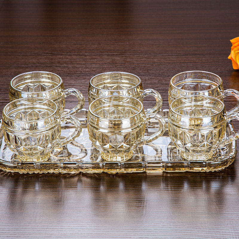 6杯1盘玻璃茶具套装家用结婚防爆凉水茶壶耐热高温水杯水具套装