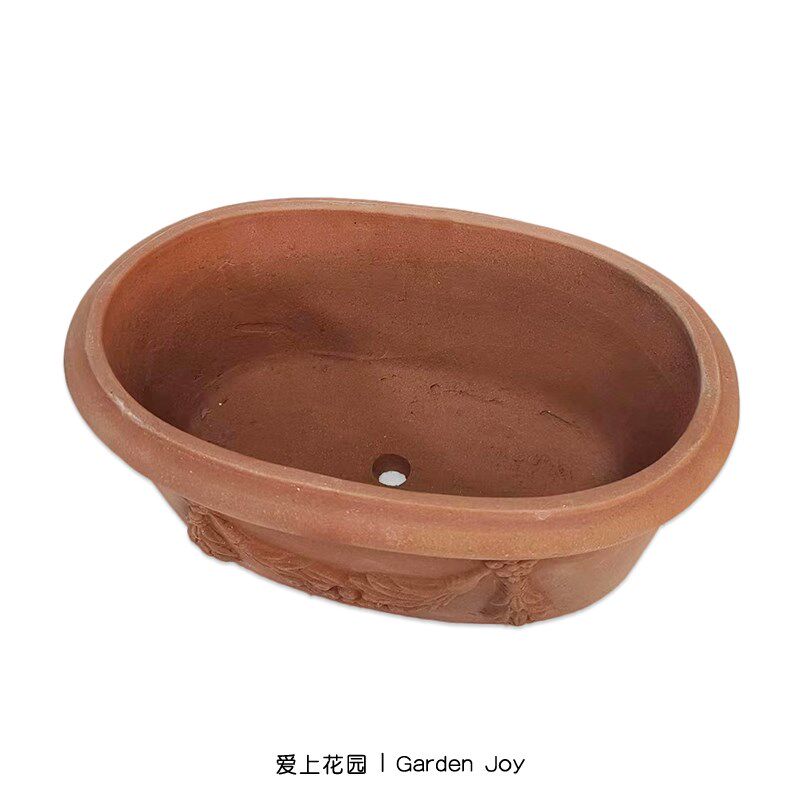 丨荷兰工厂件红陶粗陶花盆 花园装饰摆圆 椭 麦穗浮雕缸
