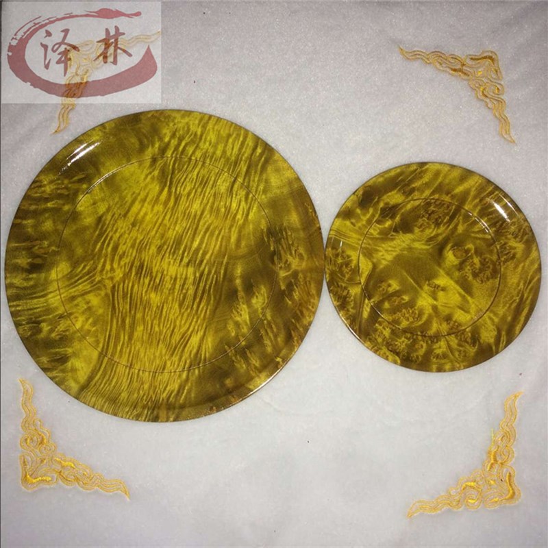 金丝楠木配置金碟子黄中樟水果盘瓜盘盘干果果实木摆件工艺礼品