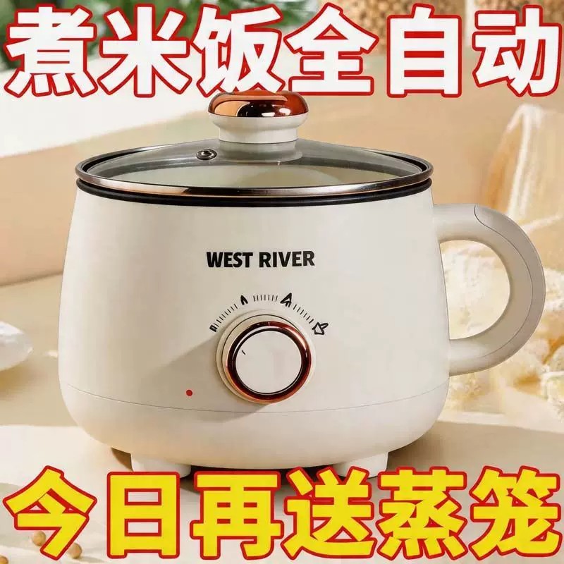 电煮锅宿舍小电锅蒸煮煎炒多功能一体学生电热火锅家用小型不粘锅