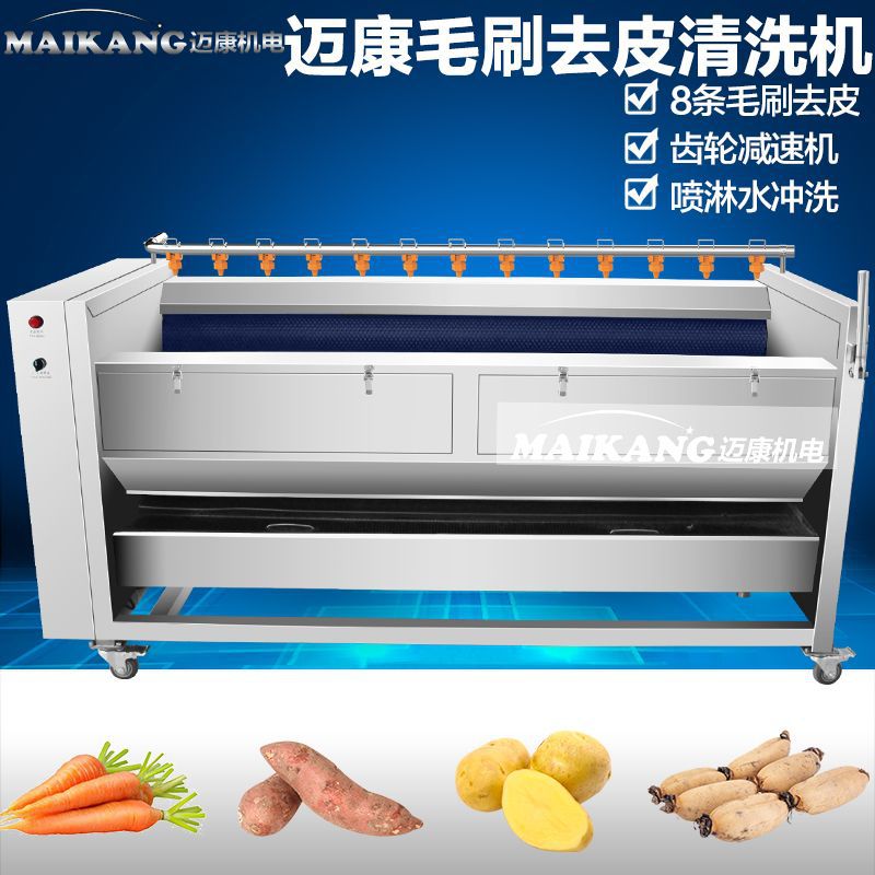 现货零售老姜嫩姜毛刷去皮机 商用全自动地环清洗机价格优惠