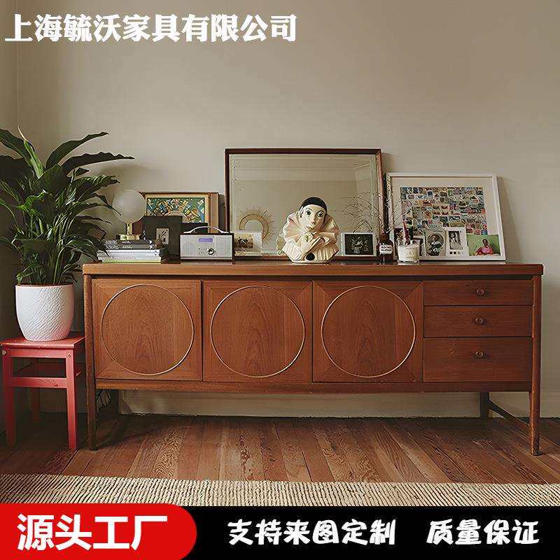 法式原木风新餐边柜北欧复古电视柜客厅样板房储物柜北欧风电视柜