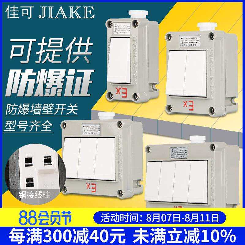 防爆开关220V防爆照明开关单开一开双开三开工业86型防爆墙壁开关