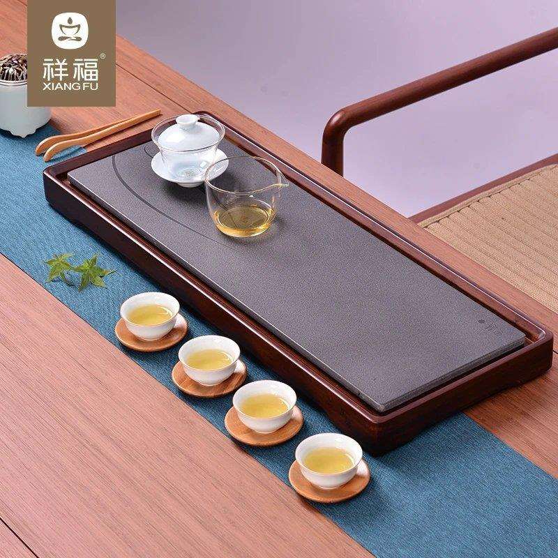 祥福新款现代简约乌金石高端楠竹家用干泡台茶台茶具茶海茶盘