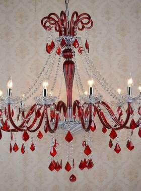 漫咖啡厅网咖红色水晶吊灯服装店婚庆装饰蜡烛灯创意网咖餐厅灯具