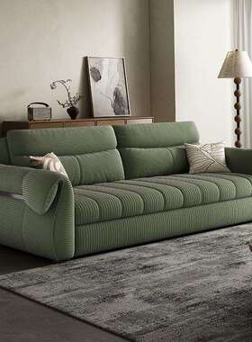 灯芯绒沙发床两用客厅多功能小户型双人可折叠复古绿色沙发二合一