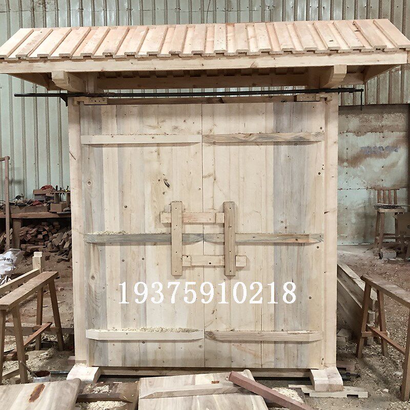 仿古屋檐大门实木户楼木古房檐门外防腐木门楼牌坊门建中式假门头