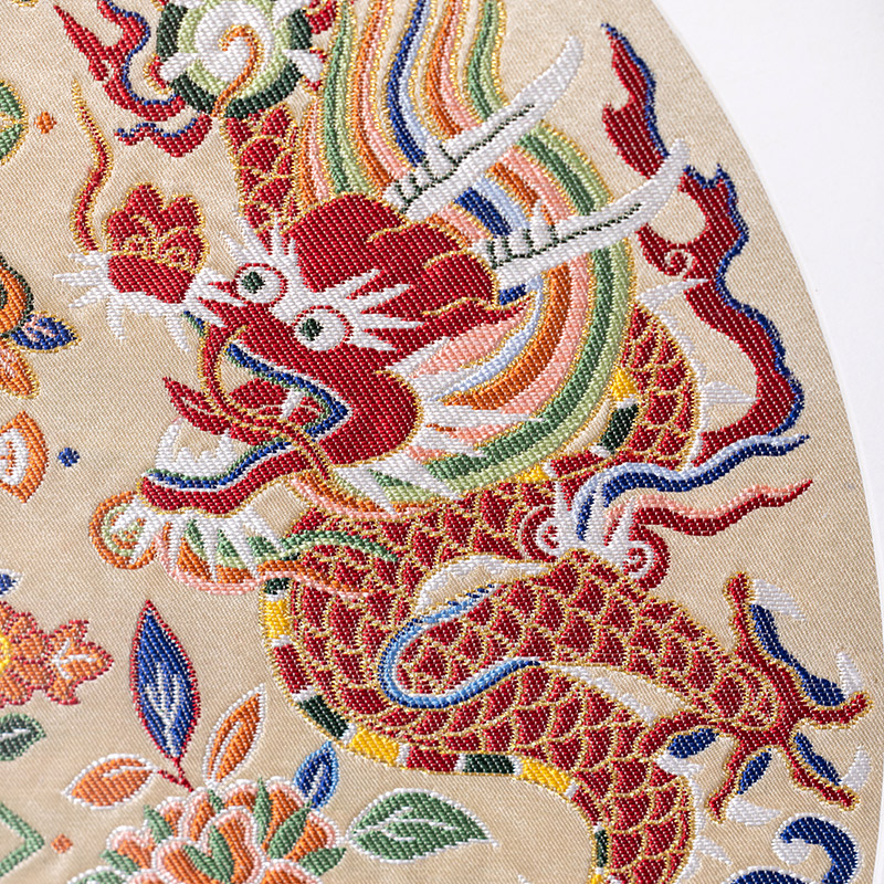 南京云锦研究所手工吉庆双龙客厅玄关办公室装饰画挂画工艺品送礼