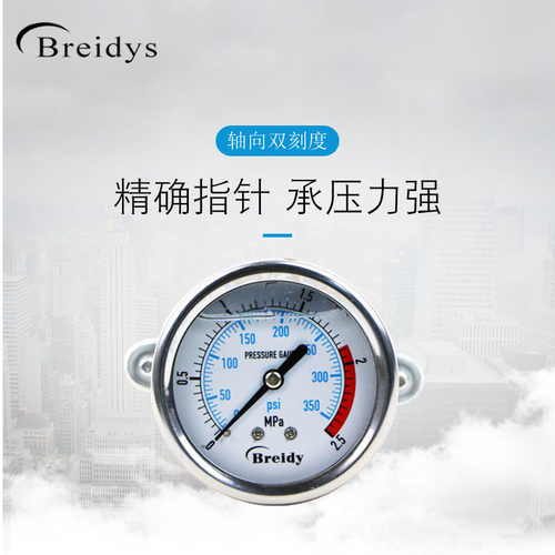 YN60ZV压力表轴向带支架压力表不锈钢压力表气压表水压表0-1.6MPa
