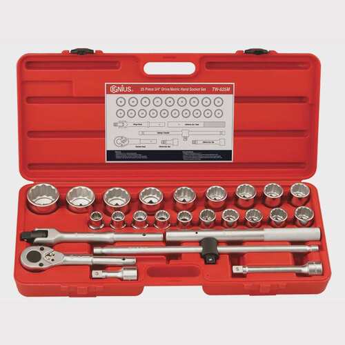 GENIUS天赋工具3/4系列25件套公制重型12角套筒扳手组TW-625M