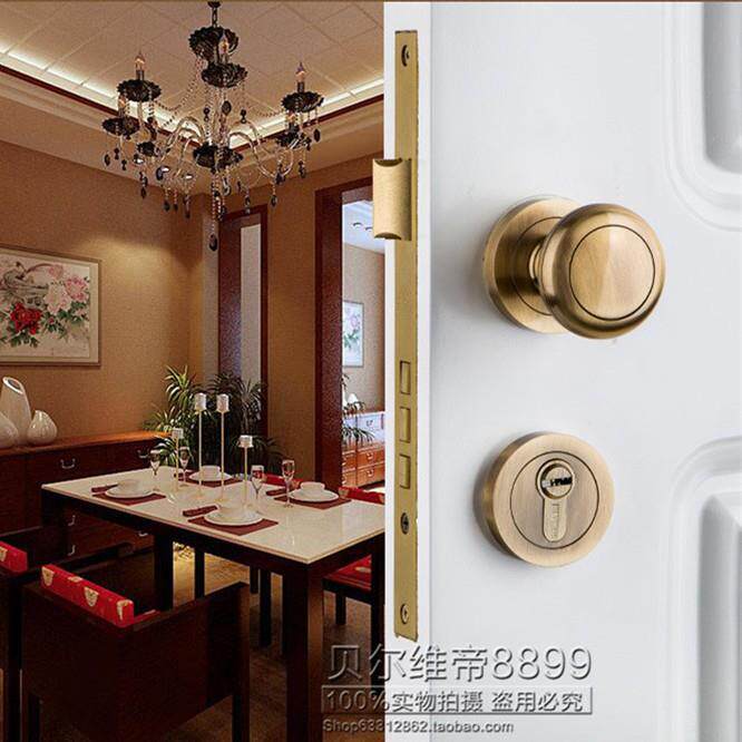 房门锁静音分体贝尔维帝锁具卧室门把手椭圆球形通用锁木门执手锁